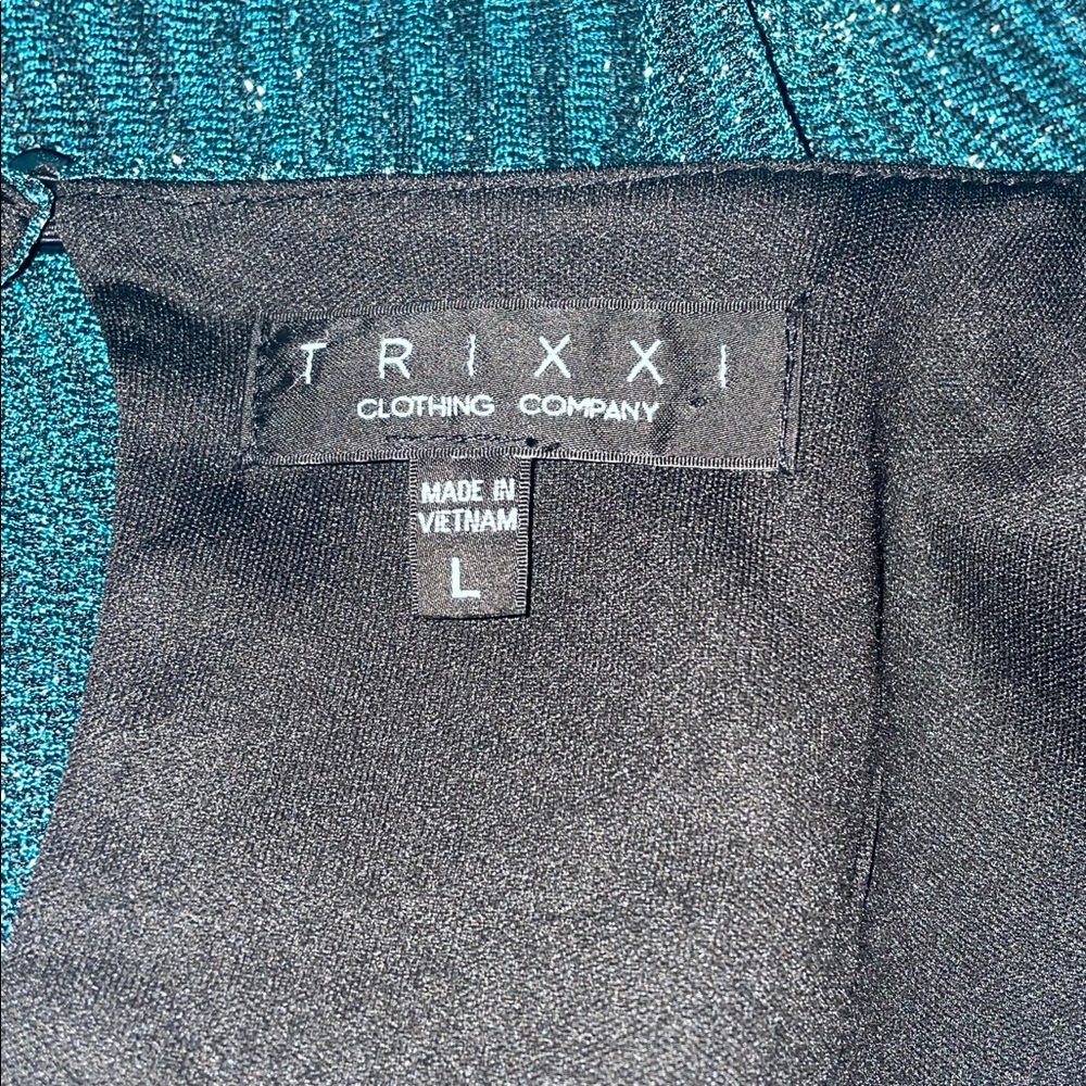Trixxi Shimmering Teal Long Sleeve Dress - Picture 7 of 8